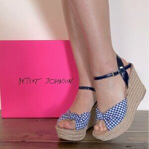 VGC Betsey Johnson Pattty Blue Gingham Espadrilles Shoes Size 8.5
